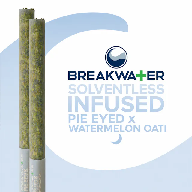 Breakwater Solventless Infused Pre-Roll Pack Pie Eyed x Watermelon Otai 2pk/1g (indica, infused pre roll packs)