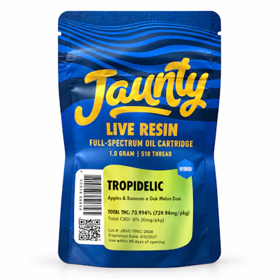 Jaunty - 1g Live Resin Cart - Tropidelic - CARTRIDGES by Jaunty at King of Budz