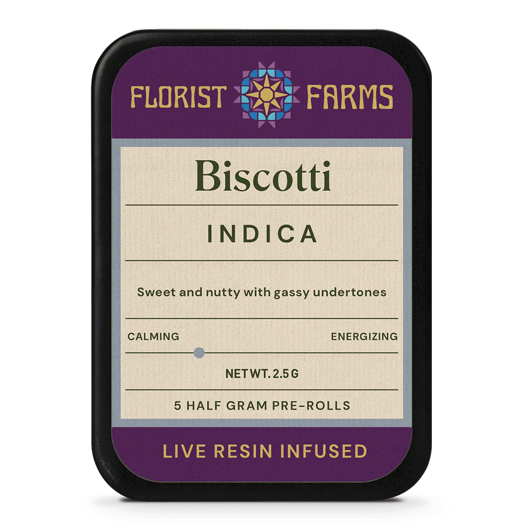 Product Florist Farms - Biscotti - 2.5g - 5pk - Infused Prerolls