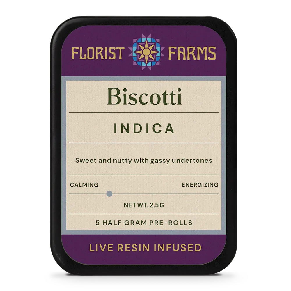 Product Florist Farms - Biscotti - 2.5g - 5pk - Infused Prerolls