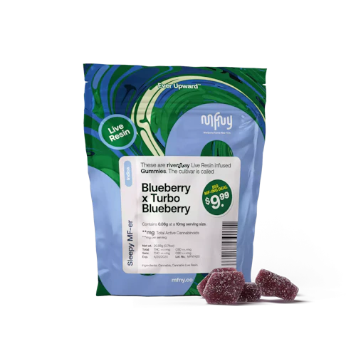 MFNY - 100mg Live Resin Gummies - Blueberry Raz x Turbo Blueberry