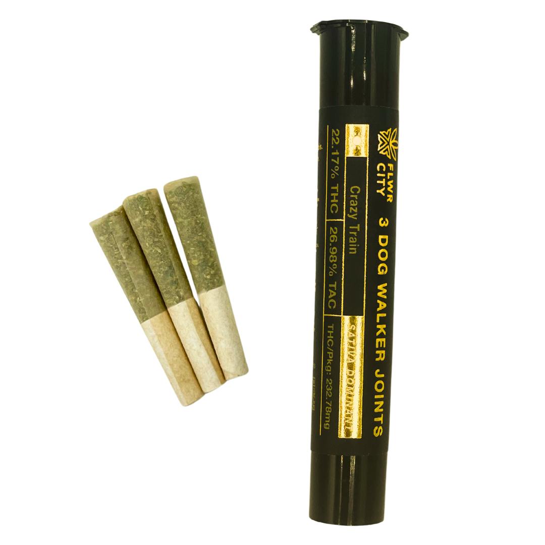 FLWR CITY |  0.35g Dogwalker Pre roll joints 3pk | Crazy Train