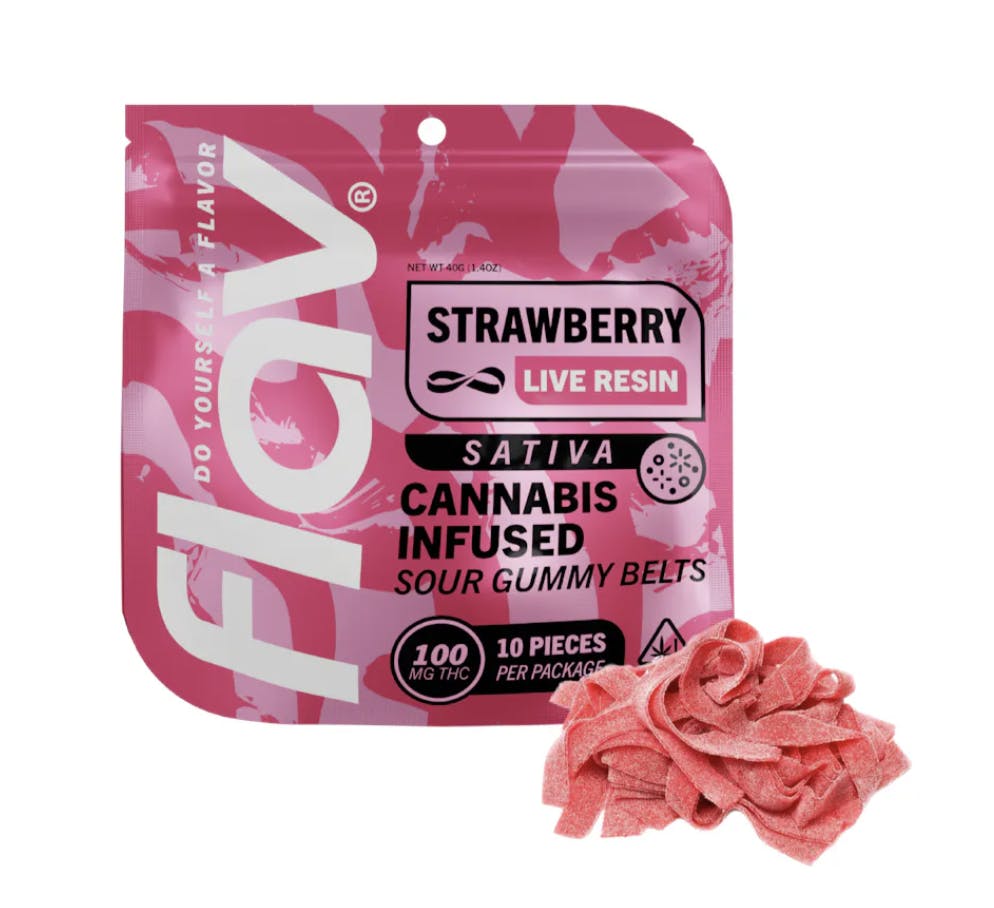 Edibles | Flav | Belts | Live Resin | Strawberry | 100mg
