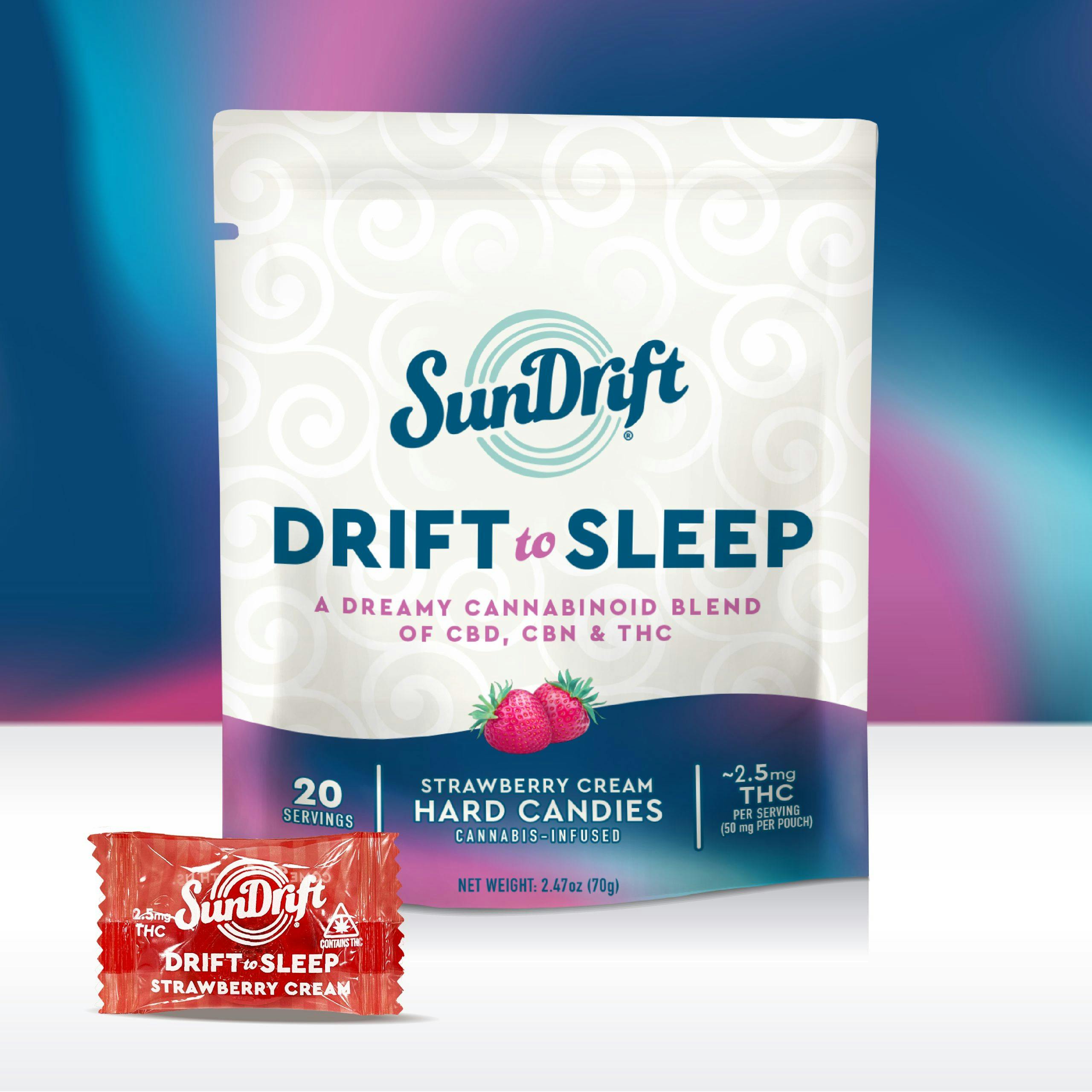 SunDrift | Strawberry Cream | CBD:CBN:THC | Hard Candy | 50mg | 20ct