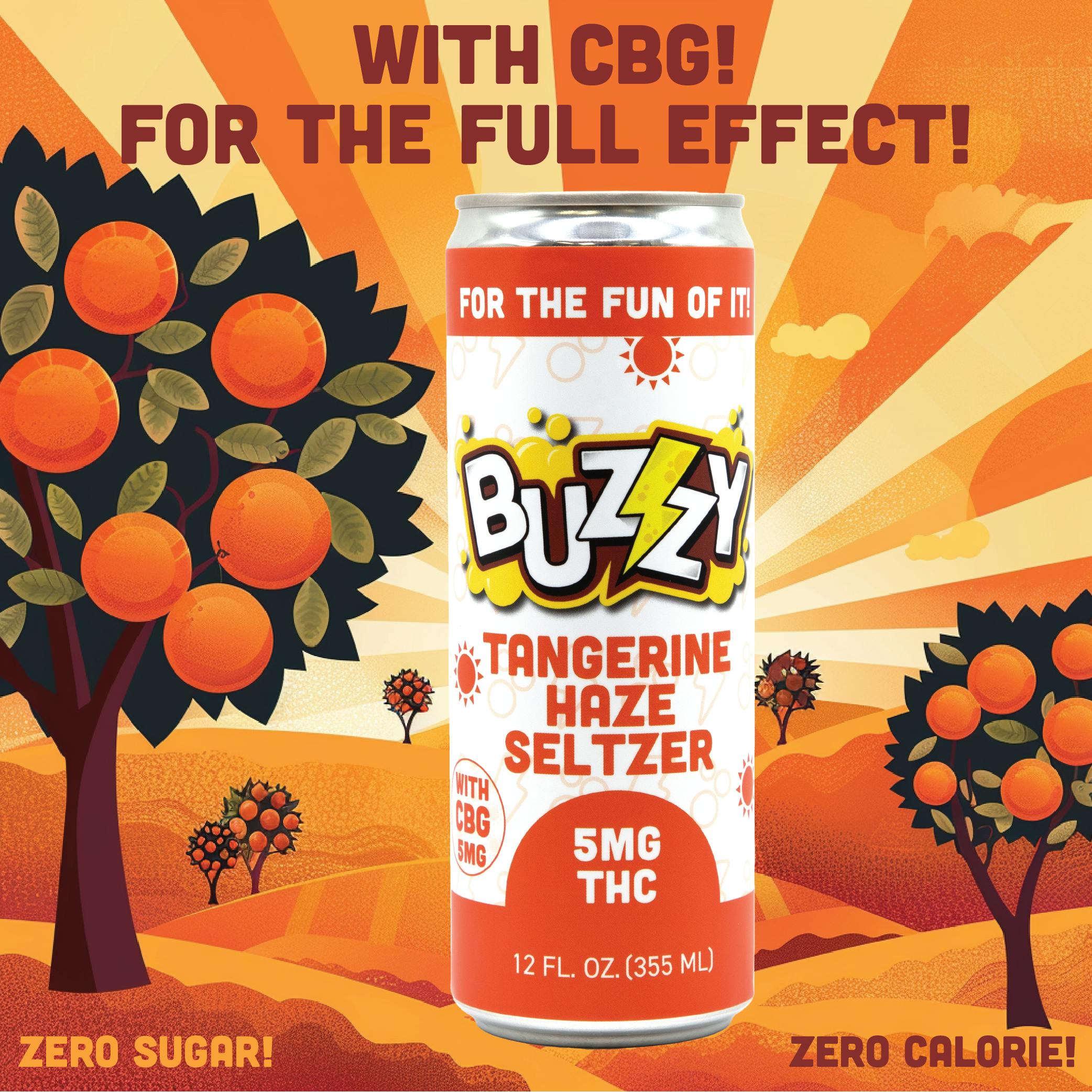 Buzzy Tangerine Haze Seltzer 12oz Hybrid Marijuana for Sale Joint