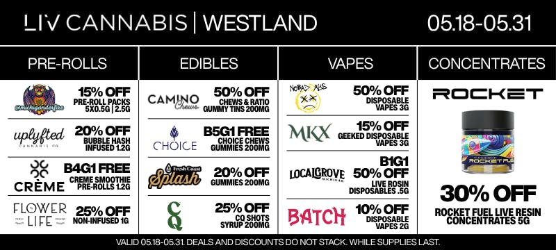 LIV Cannabis (Westland) Menu