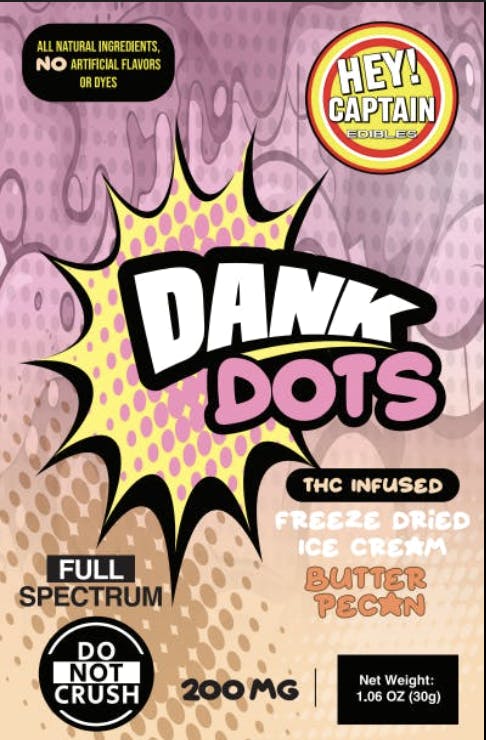 Hey Captain | Dank Dots Freeze Dried Ice Cream - 200mg - Butter Pecan