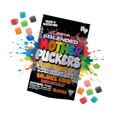 Mother Puckers - 200mg THC : 100mg CBD : 50mg CBG Live Rosin Gummies - Balance Bomb (Mixed Fruit)