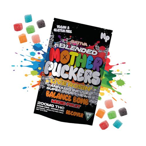 Mother Puckers - 200mg THC : 100mg CBD : 50mg CBG Live Rosin Gummies - Balance Bomb (Mixed Fruit)