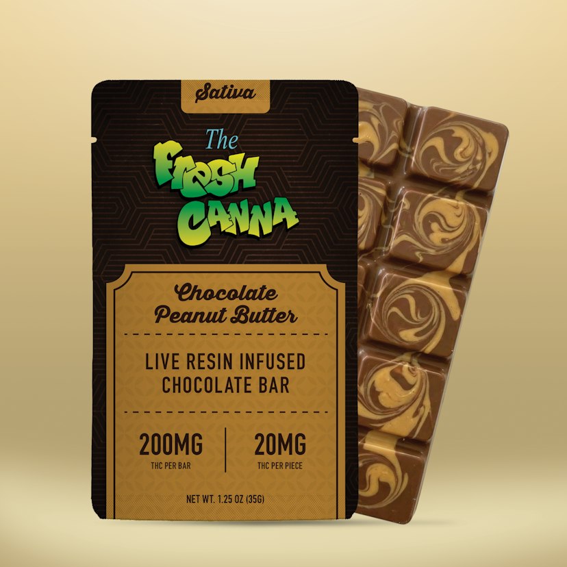 Fresh Canna | 200mg Live Resin Chocolate Bar | Chocolate Peanut Butter