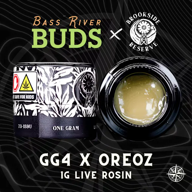 Brookside Reserve x Bass River Buds Rosin GG4 x Oreoz 1g (indica hybrid)