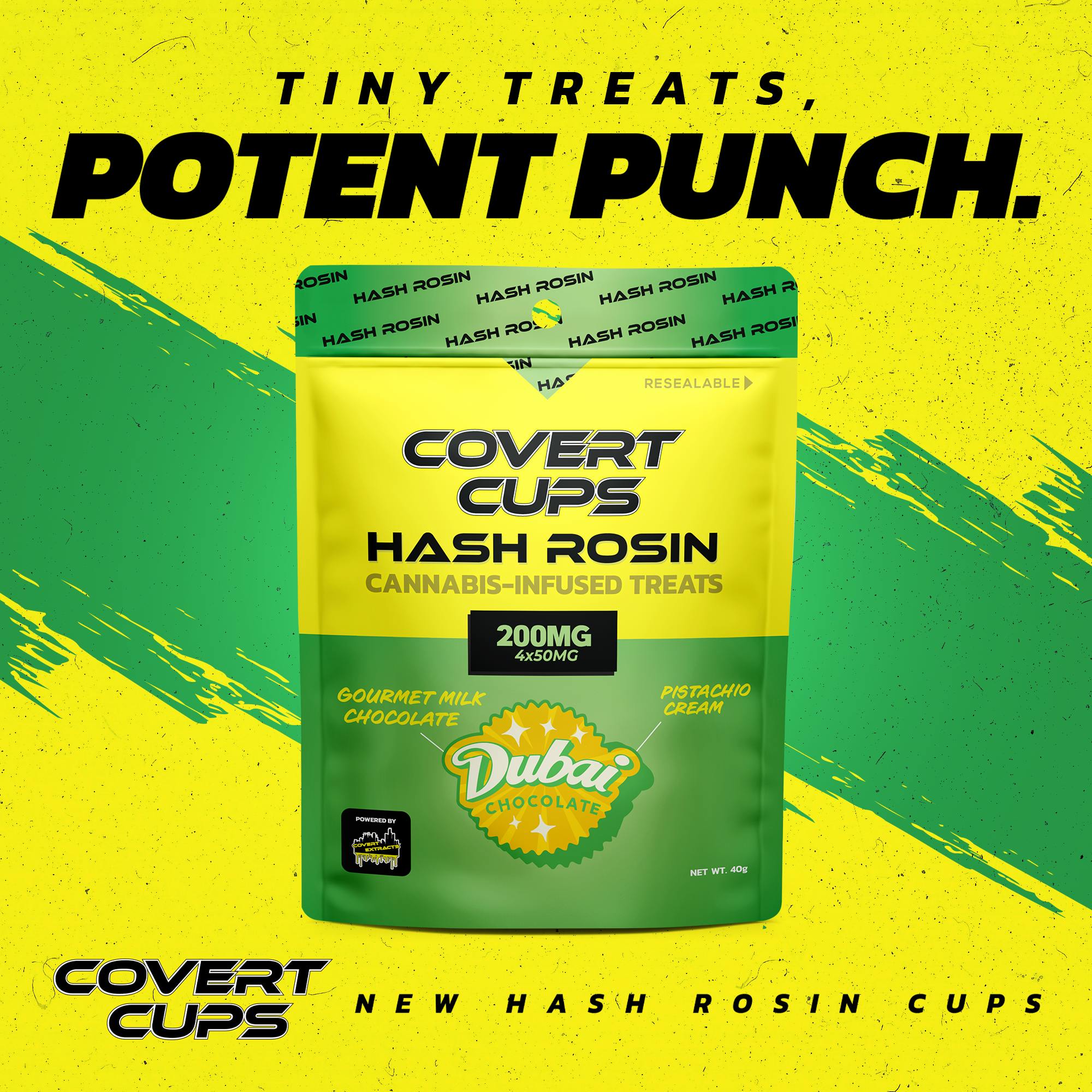Product: Covert Cups | Dubai Chocolate I 200MG Hash Rosin I Chocolate Cups