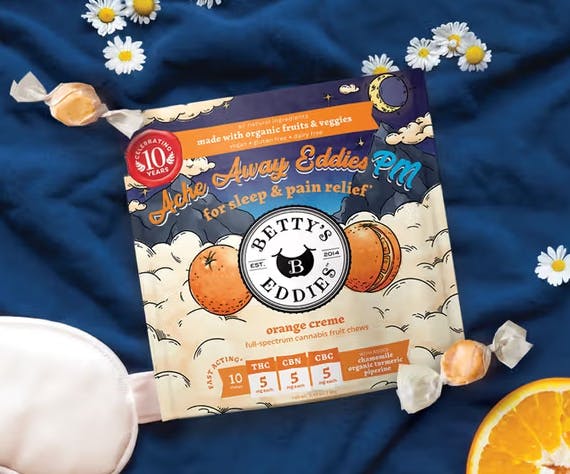Product 5mg 1:1:1 Betty's Eddies Orange Creme Fruit Chews 10pk