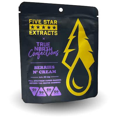Product: True North Confections x Five Star Extracts | Vegan Berries & Cream Cured Badder Gummies 4pc | 200mg