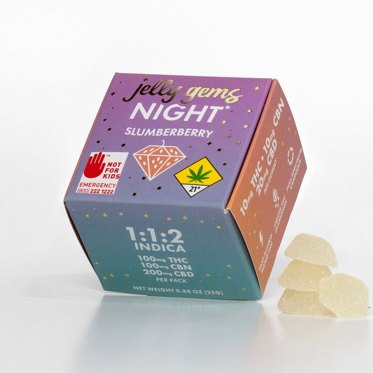 Jelly Gems: THC/CBN/CBD 1:1:2 Slumberberry Night (Indica) - 10pk 400mg