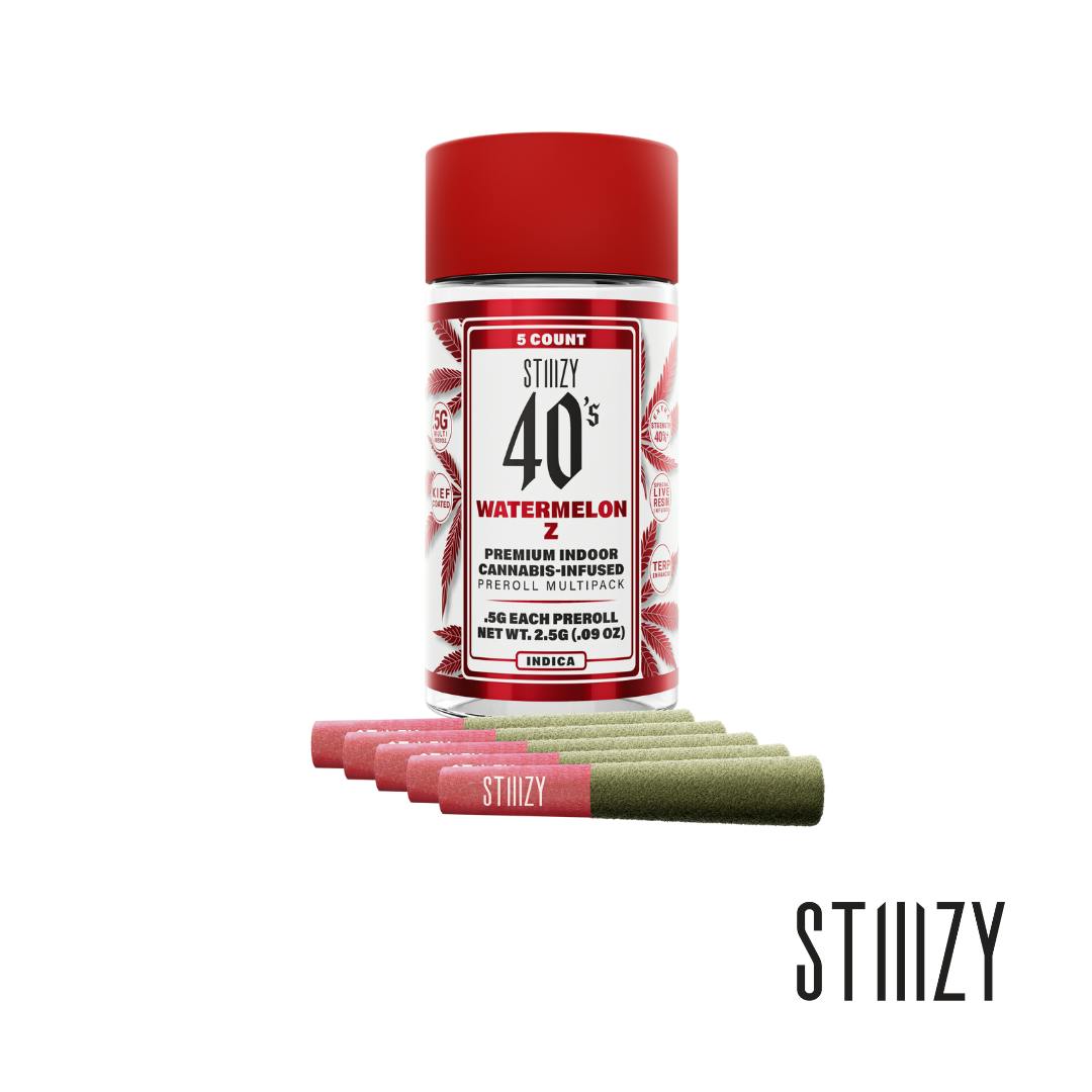 Product: STIIIZY | Watermelon Z | Infused Baby Pre-rolls | 0.5g x 5 (2.5g) | Indica