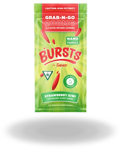 Sauce | Bursts Strawberry Kiwi Live Resin Gummies 2pk | 200mg