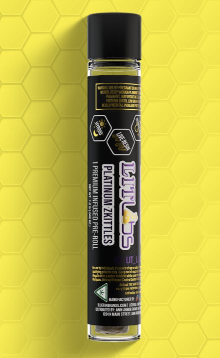 Product: Lit Labs | CBG Bubblehash & Live Resin Infused Pre-Roll - 1.2g - Platinum Skittles