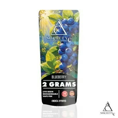 Blueberry Live Resin Disposable Pen Indica by Society C – Vapes at Gatsby Cannabis