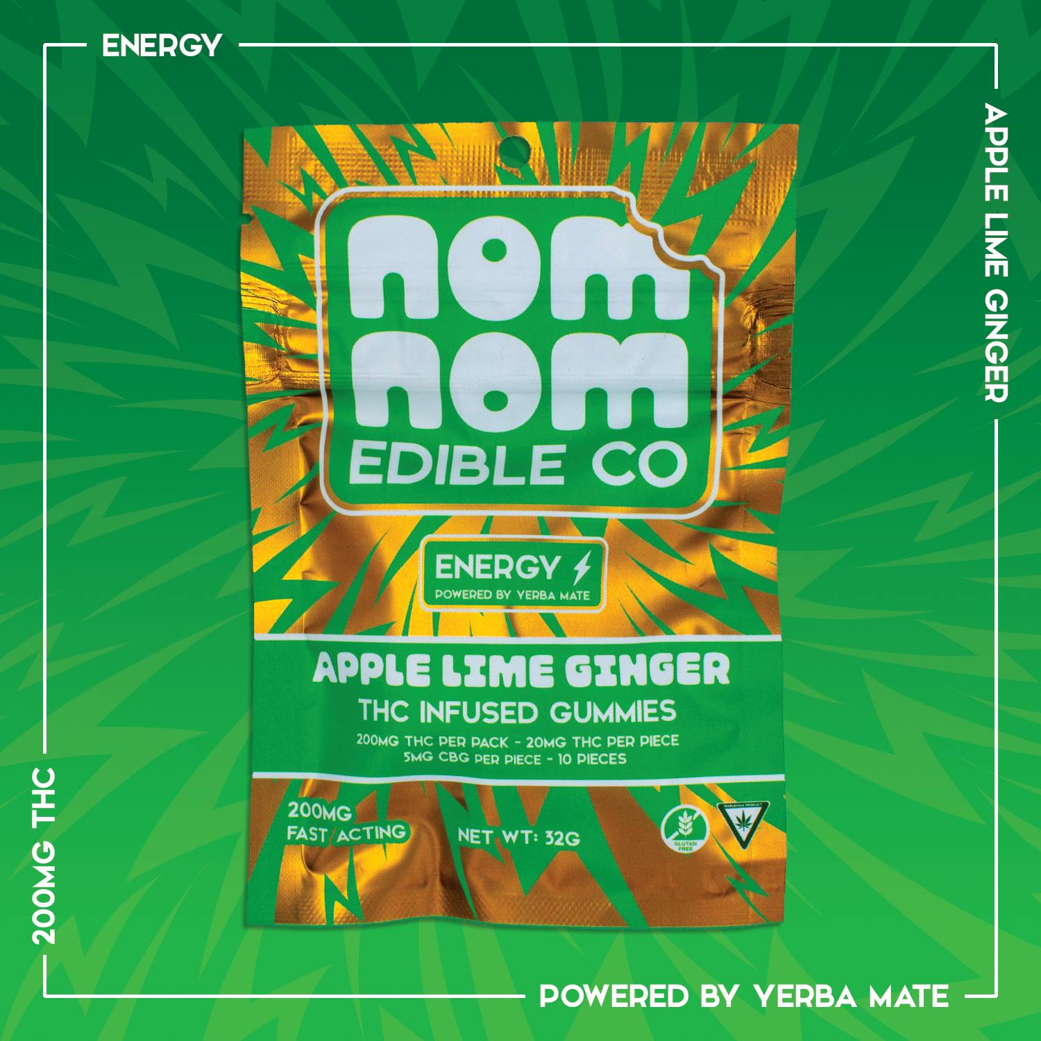 Nom Nom Edible Co. Nom Nom Edible Co | 200mg Gummies | Apple Lime