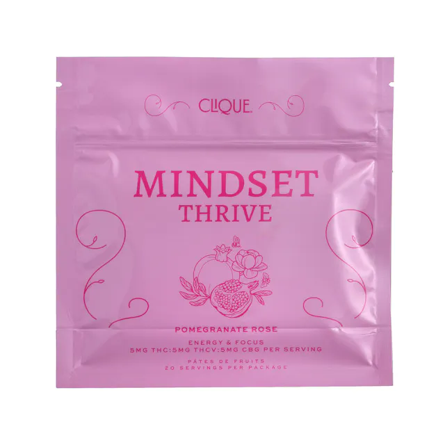 Clique Gummies Pomegranate Rose - Thrive 1 THC : 1 THCV : 1 CBG 20pk/100mg (sativa, 2.8g)