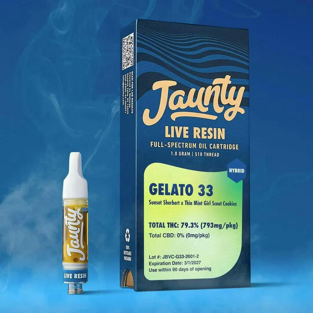 Jaunty - 1g Live Resin Cartridge Set - Gelato 33