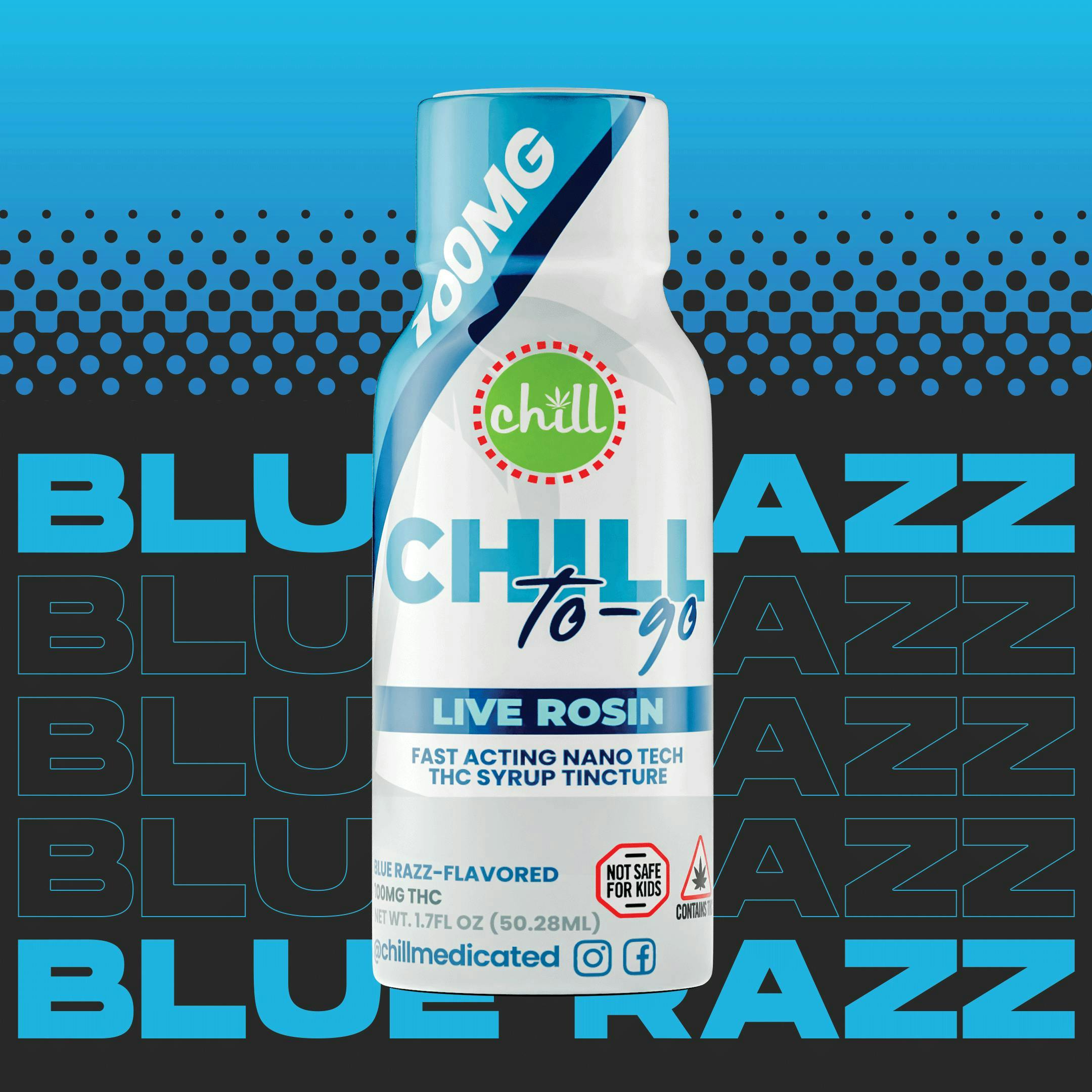 Product: Chill Medicated | Live Rosin Syrup-To-Go - 100mg - Blue Razz