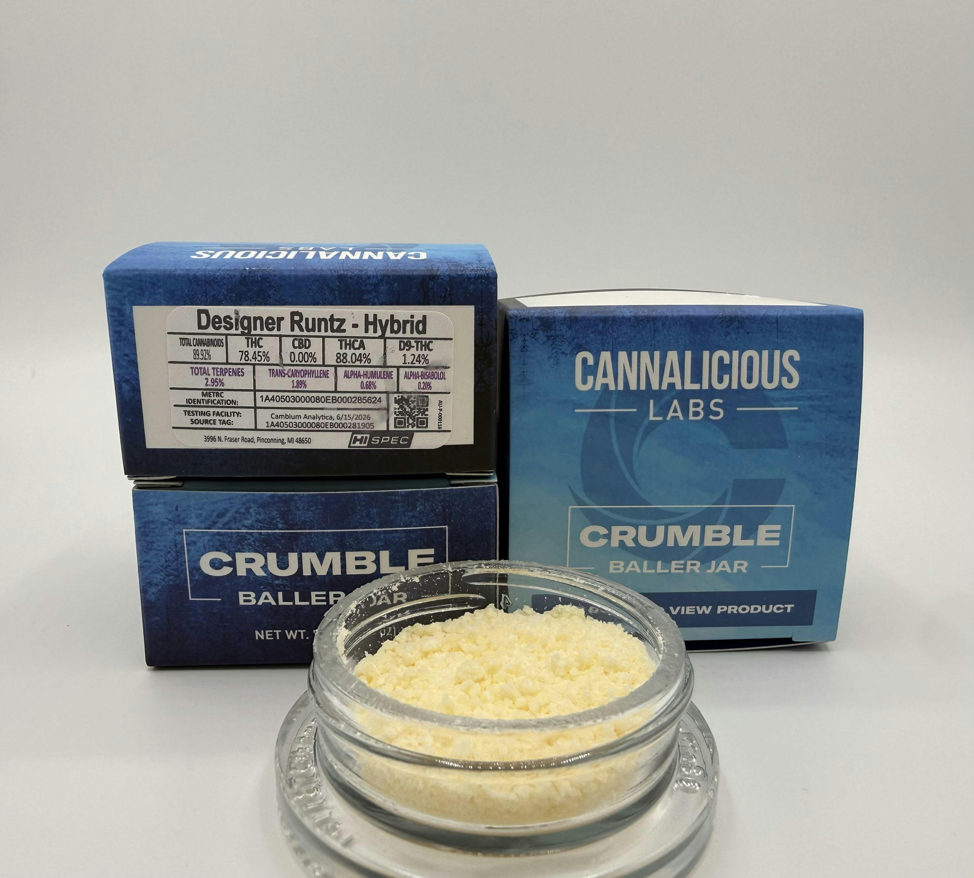 Cannalicious - 7g Crumble Baller Jar - Designer Runtz