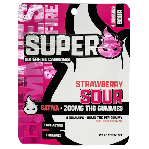 Superfire Sour Strawberry Gummies 200mg Rec - Exclusive Cannabis