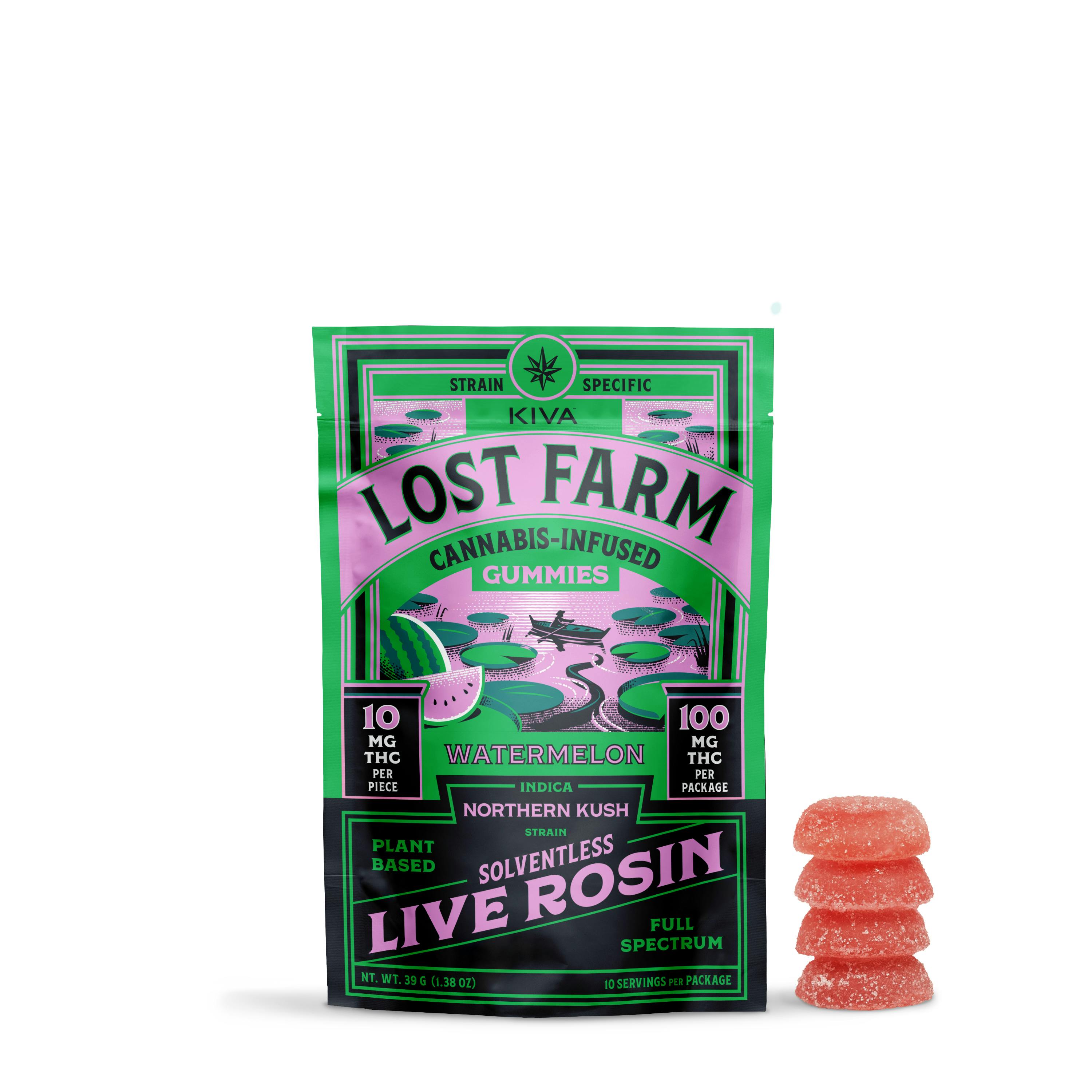 Lost Farm 'watermelon X Northern Kush' Live Rosin Gummies [10pk]