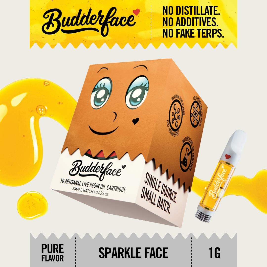 BUDDERFACE | Sparkle Face | 1G | Artisanal Live Resin 510 Disposable Cart