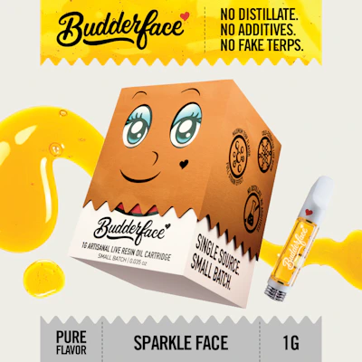 BUDDERFACE | Sparkle Face | 1G | Artisanal Live Resin 510 Disposable Cart - CARTRIDGES by Budderface at King of Budz