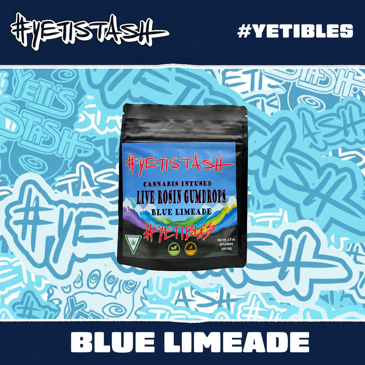 Yeti Stash  - 200mg Rosin Gummies - Blue Limeade
