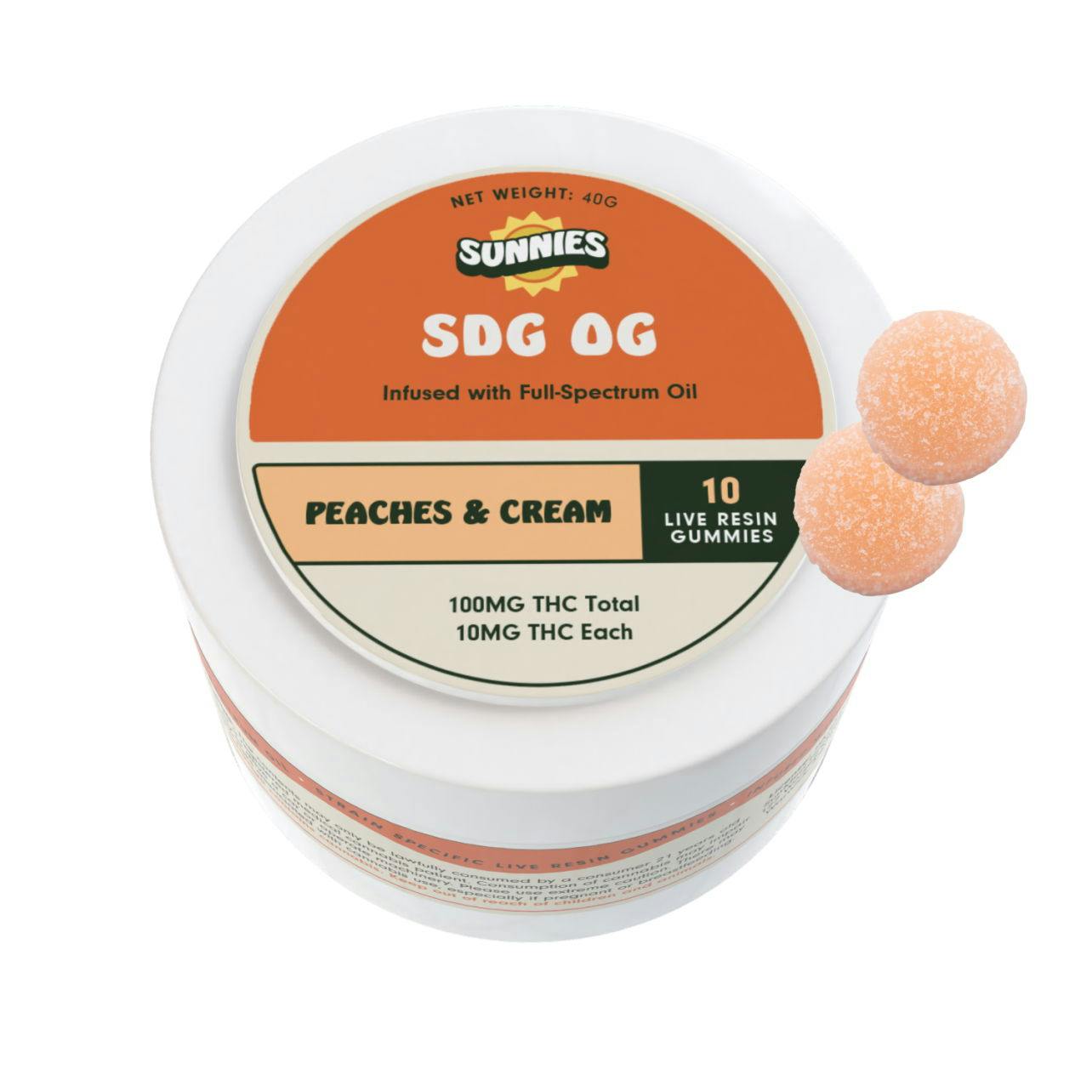 Sunnies Sunnies | Gummies | Live Resin | Peaches and Cream | Snoop