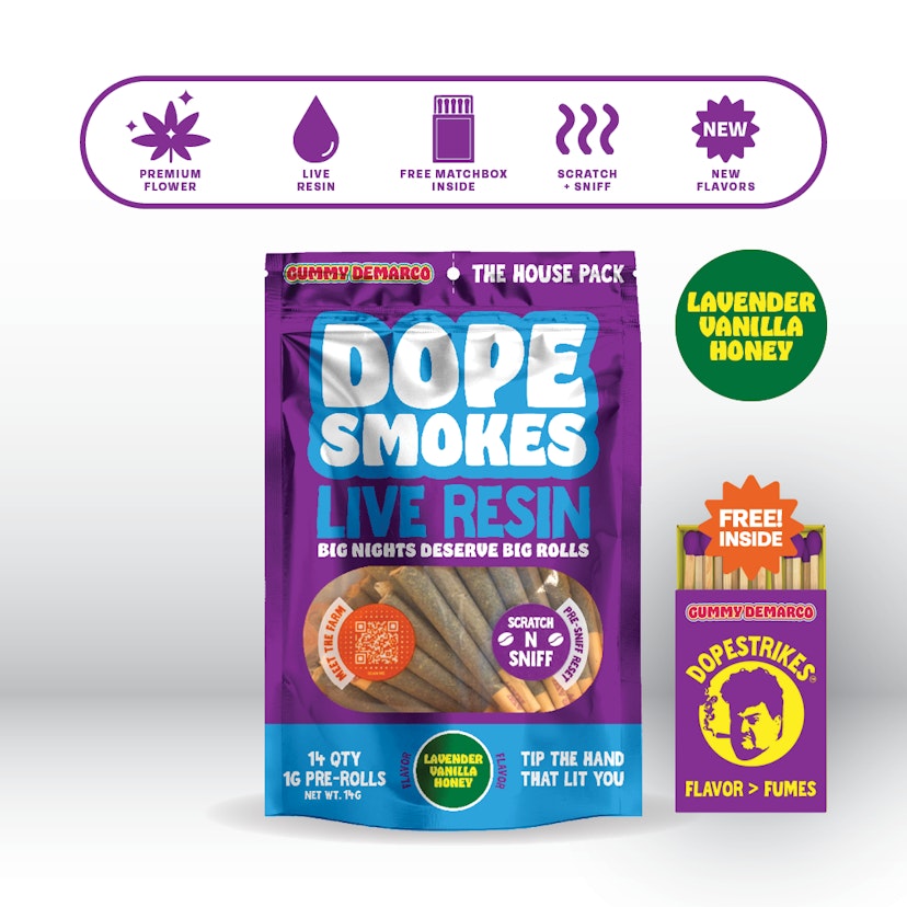 Dope Smokes 14pk 1g Live Resin Infused Prerolls Lavender Vanilla Honey