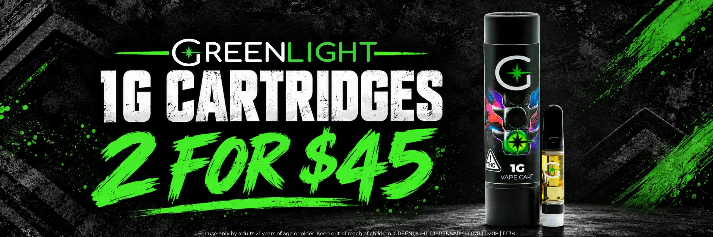 2/$45 Greenlight 1G Carts