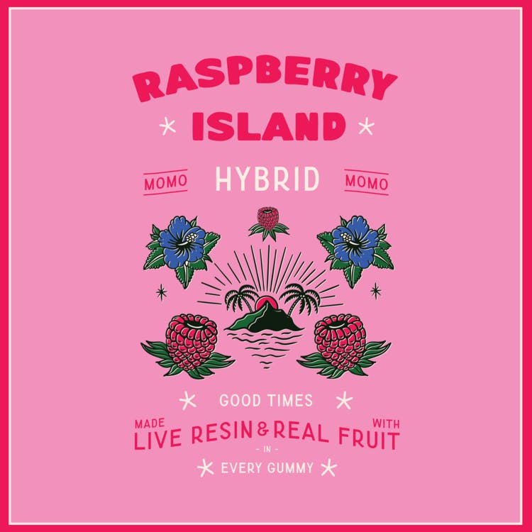 Momo: CBN 1:1 Raspberry Island - Live Resin Gummies 10pk 200mg