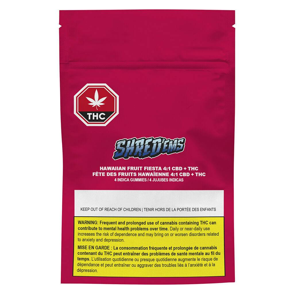 Shred'ems - hawaiian fruit fiesta 4:1 cbd:thc - 4 pack