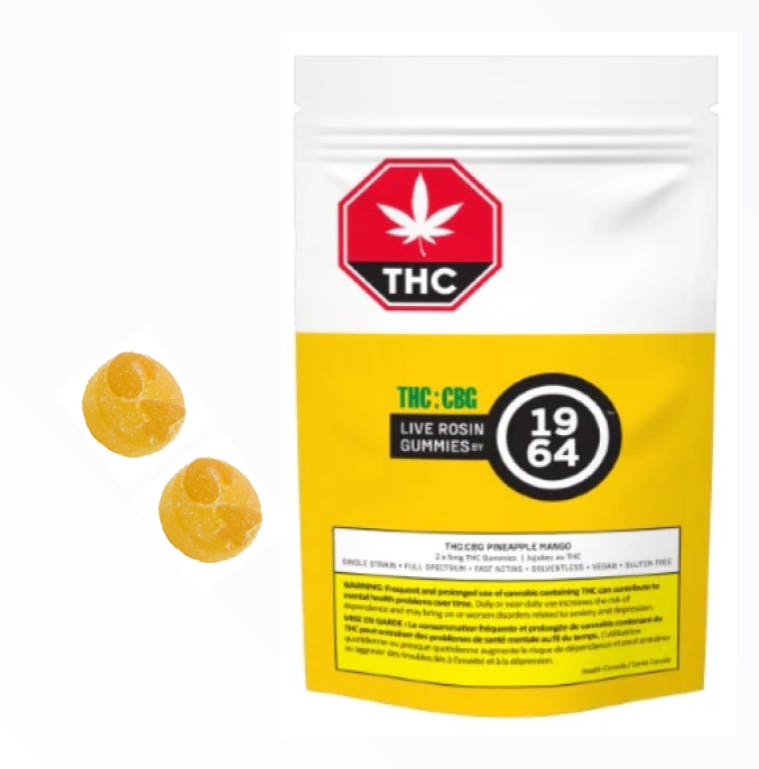 1964 - Sour Cookies Mango Pineapple FSE Live Rosin THC:CBG 1:1 Gummies 2x4.2g >S