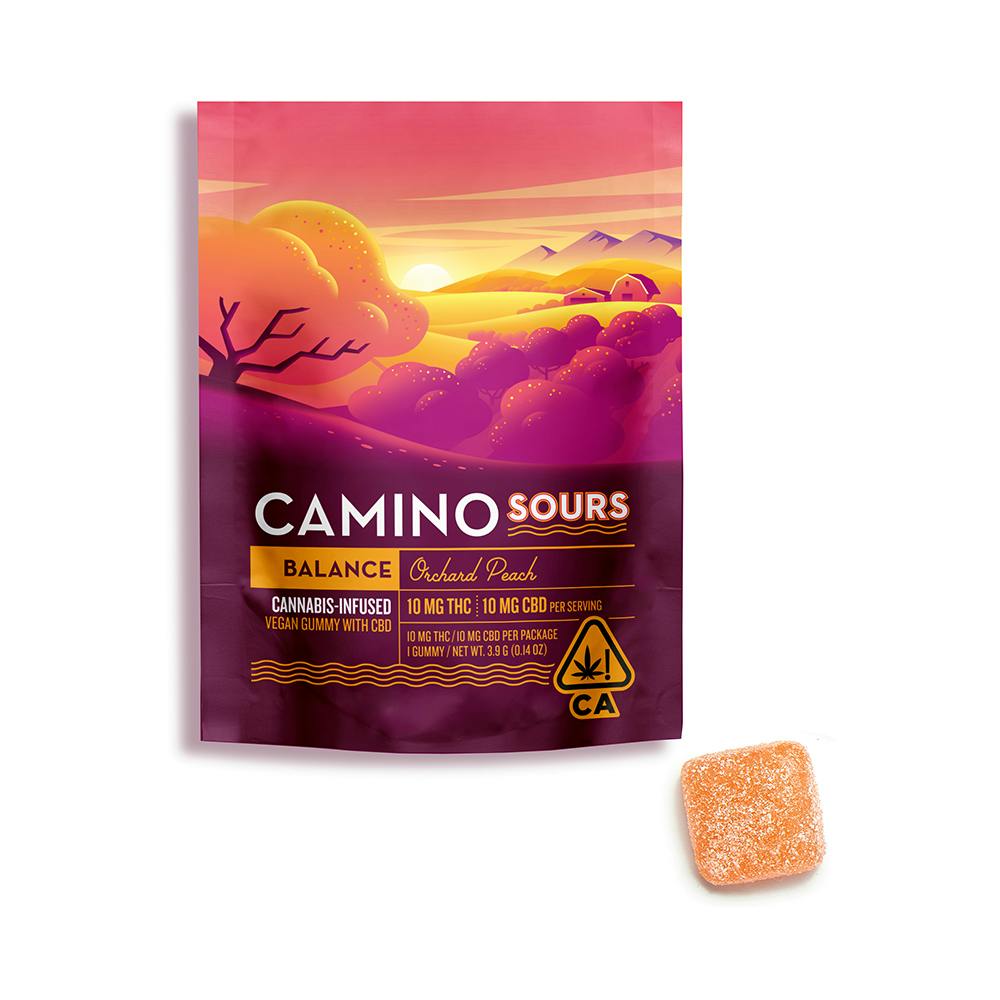 Product: Camino | Orchard Peach Sour 10mg Gummies 1:1 CBD