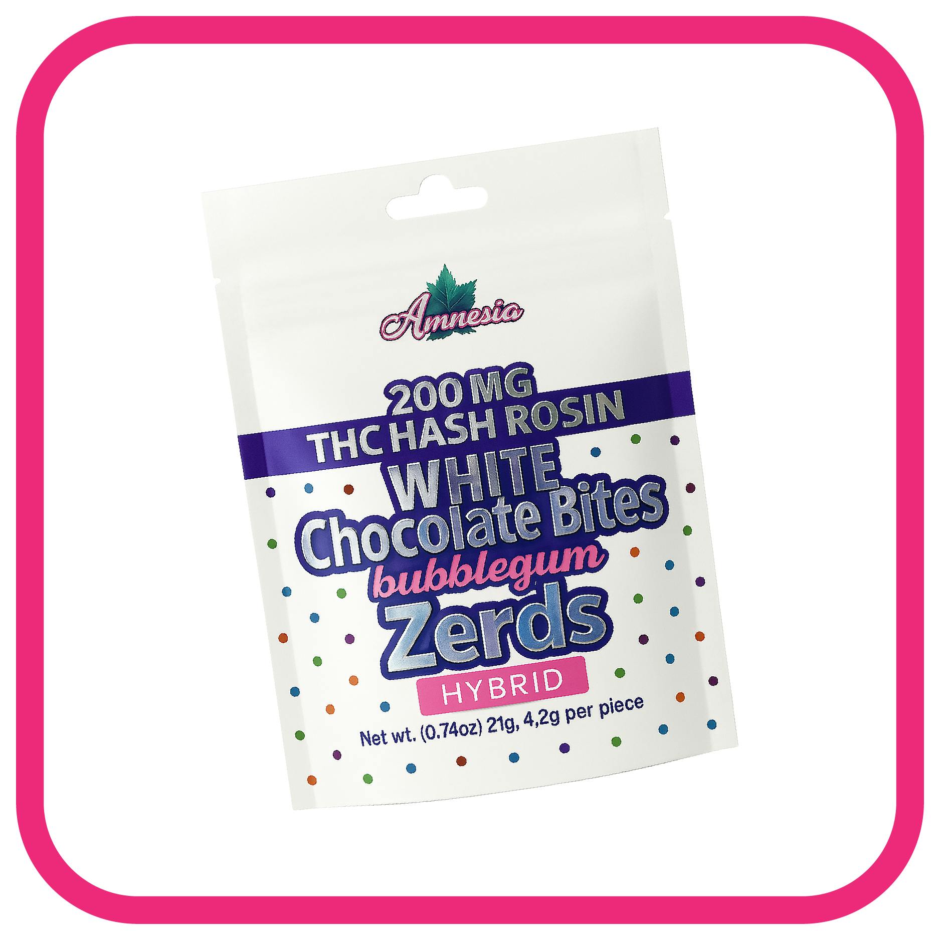 AMNESIA AMNESIA | ZERDS BUBBLE GUM | WHITE CHOCOLATE | 5PK | HYBRID — EDIBLES