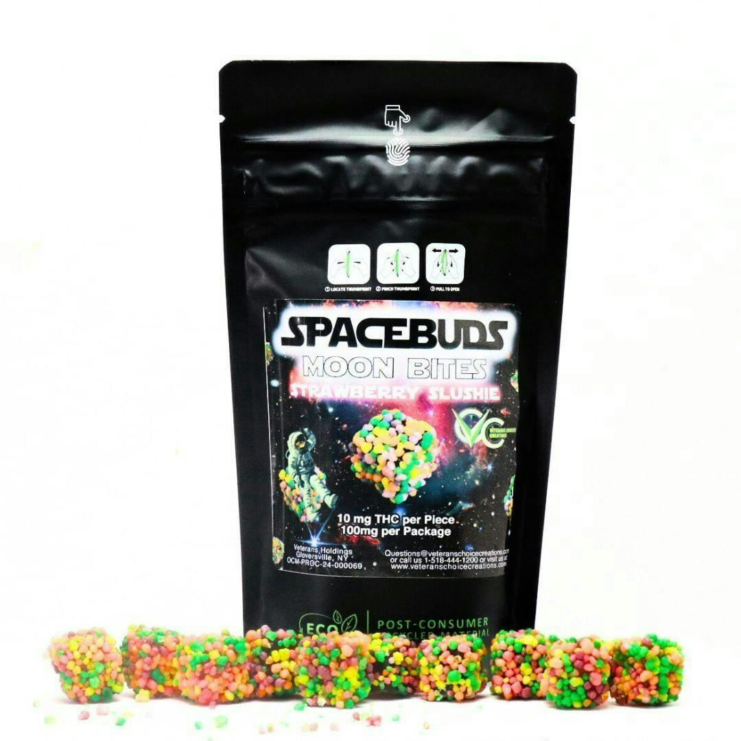 Spacebuds Moon Bites - 100mg Live Rosin Nerded Gummies - Strawberry Slushie