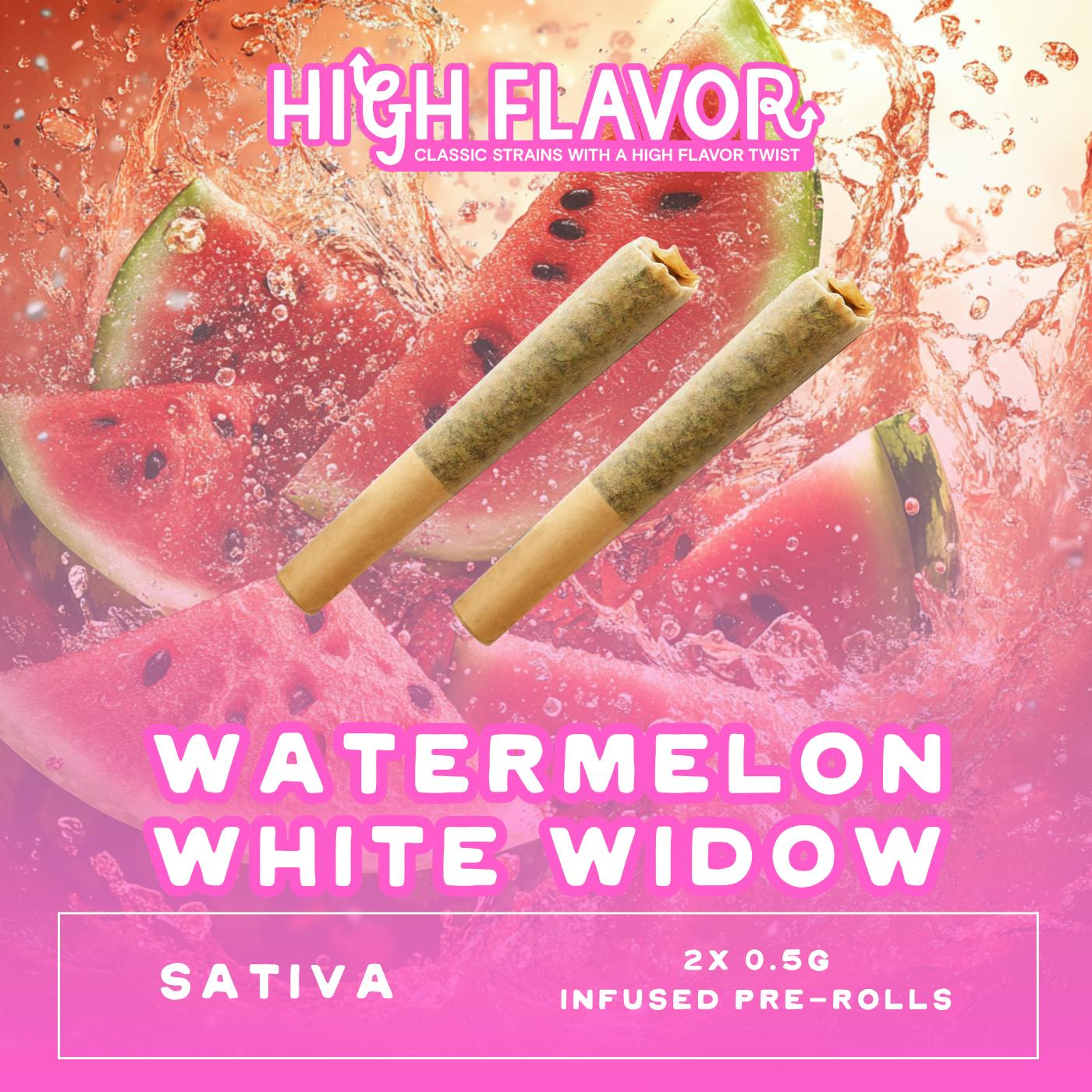 New!!! Watermelon White Widow Infused Pre-Roll I .5G 2 Pack