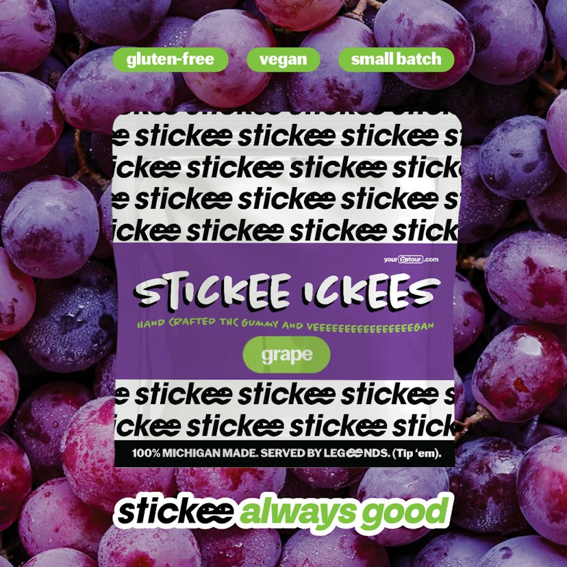 STICKEE ICKEES | Grape | Hand Crafted Vegan Gummies | 5 x 40mg
