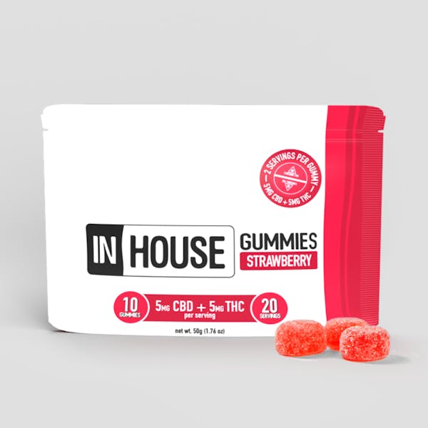 Strawberry Gummies 1:1 - CBD/THC 5mg/100mg Total