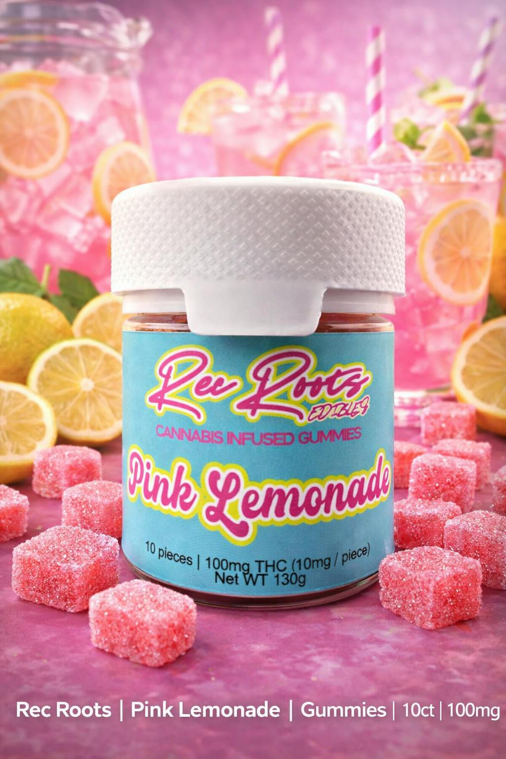 Product Rec Roots | Pink Lemonade | Gummies | 10ct | 100mg