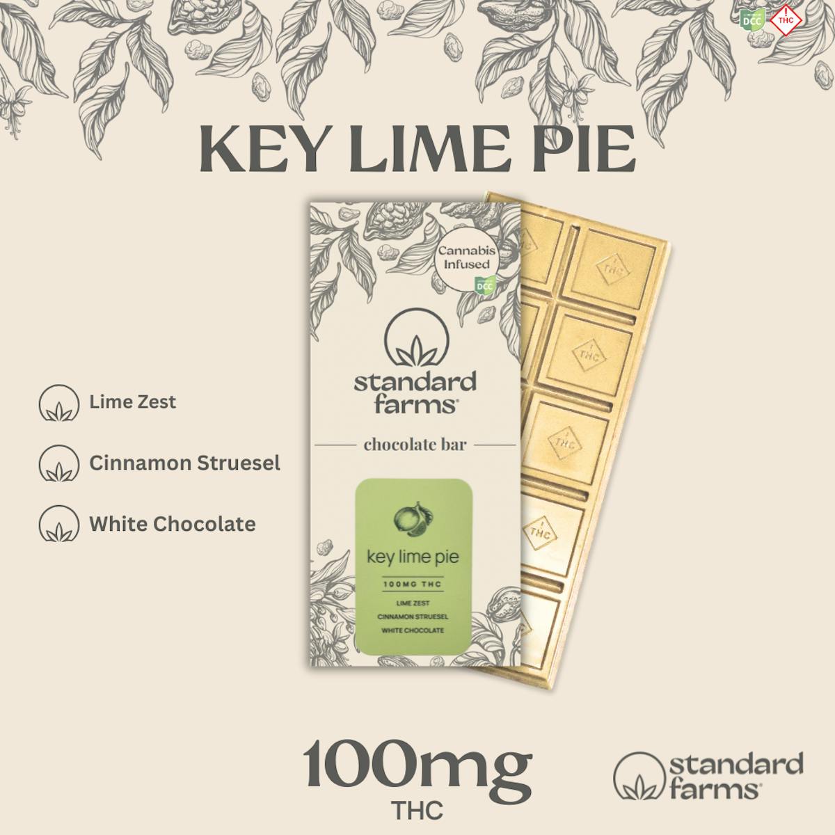 Photo of Key Lime Chocolate Bar 10pc | 100mg
