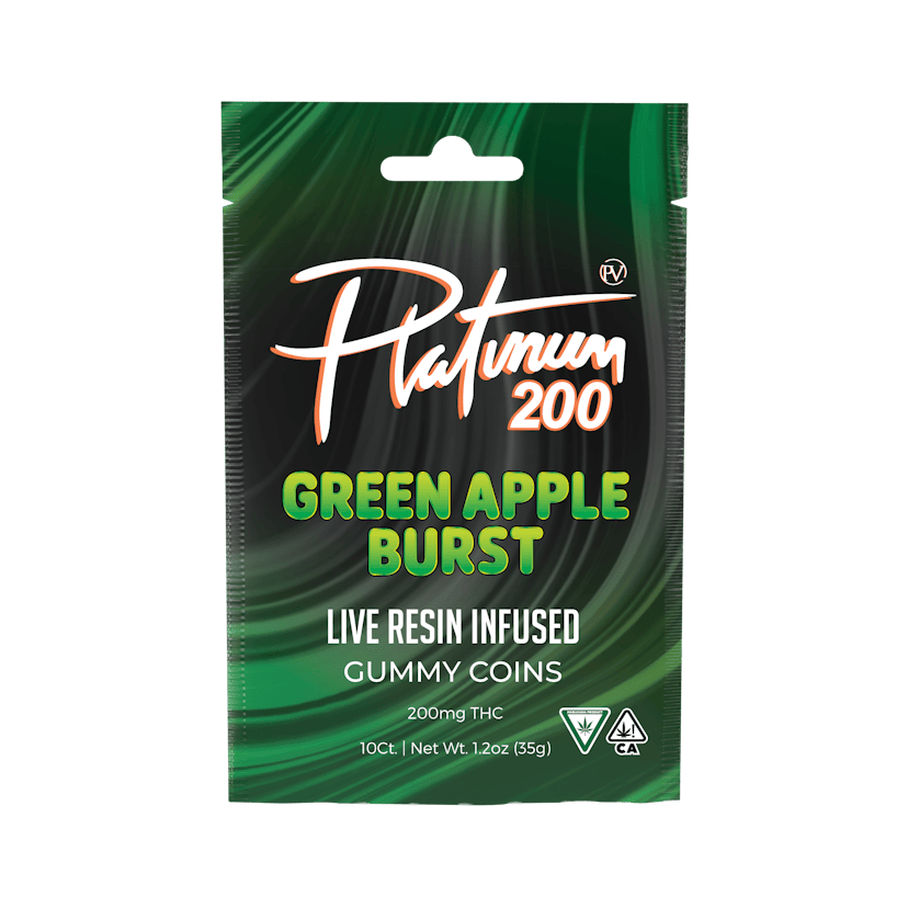 Platinum Vape | 200mg Live Resin Gummies | Green Apple Burst