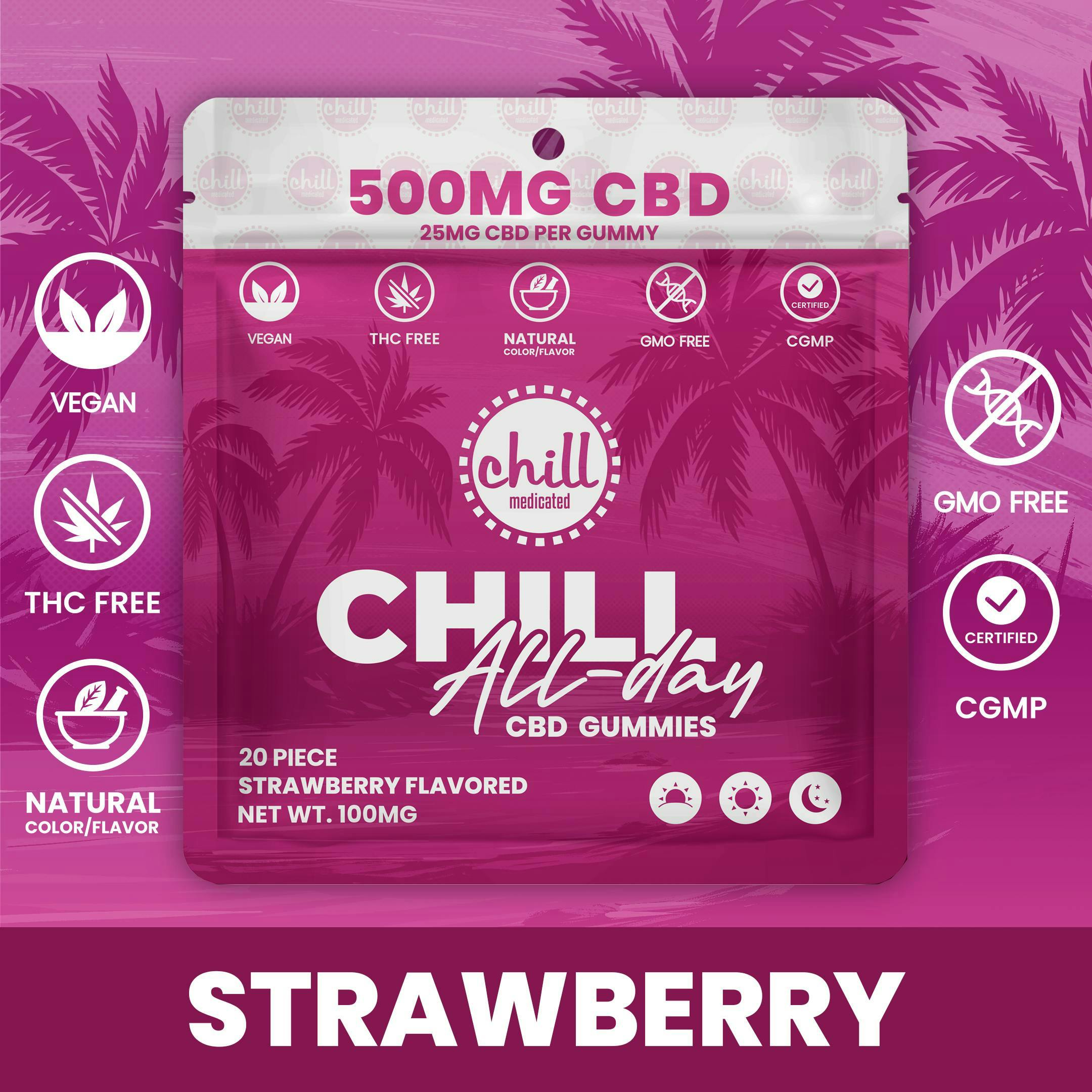 Chill Medicated CHILL MEDICATED | STRAWBERRY | ALL DAY CBD GUMMIES — CBD