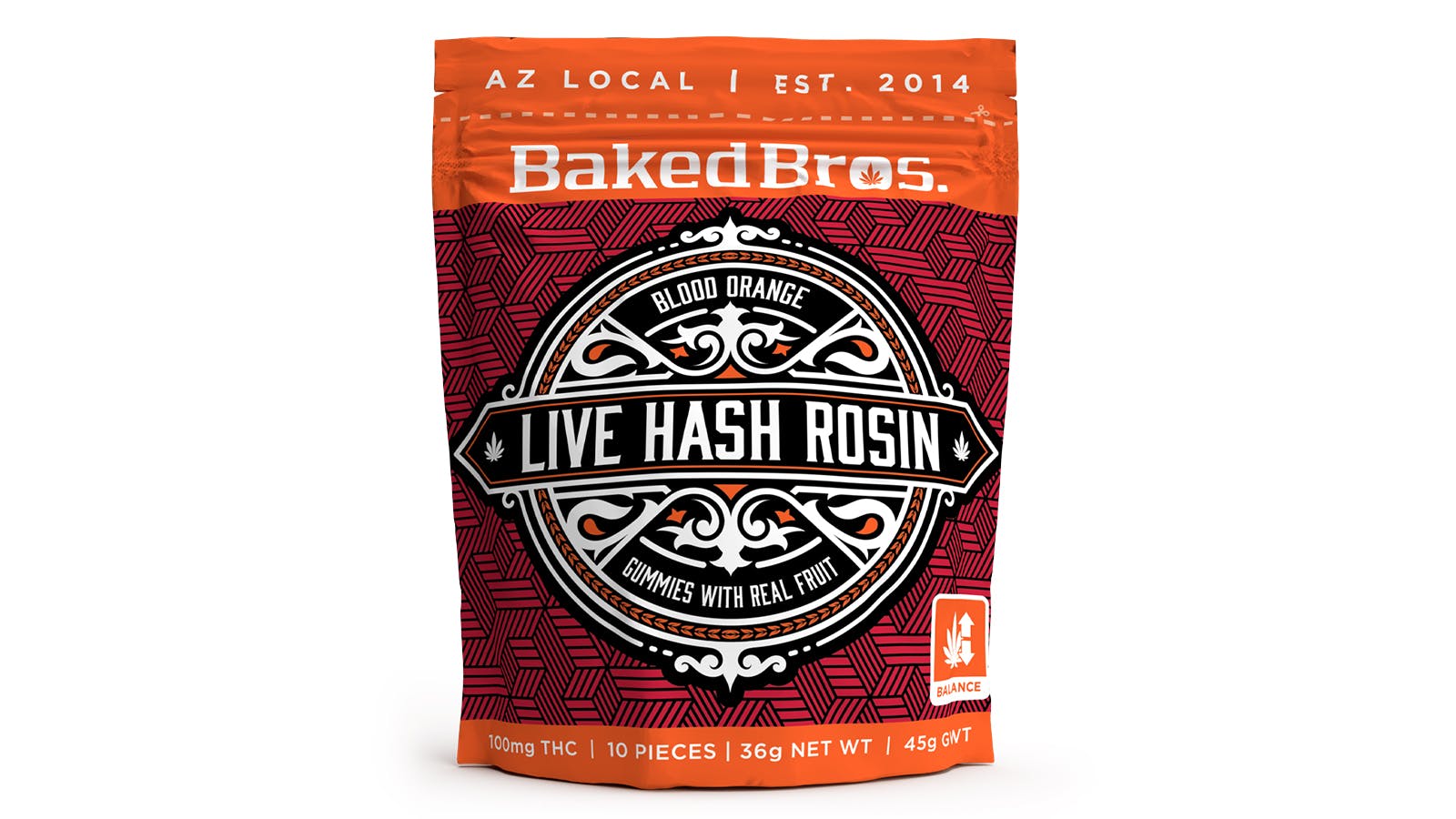 Baked Bros - Live Hash Rosin Gummies - Blood Orange (H) (100mg)